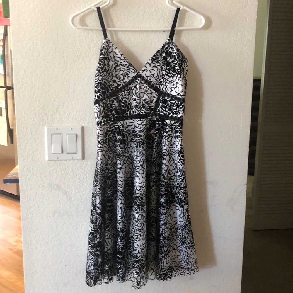 white and black lace and velvet mini dress NWT
